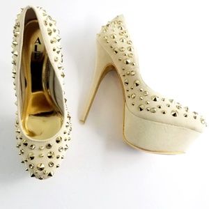 Alba Shoes - ALBA Gold Studded Platform Heels Alba Shoes - ALBA Gold Studded Platform Heels